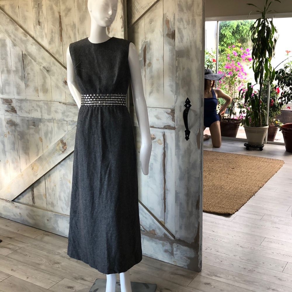 Vintage Anne Fogarty rhinestone studded wool dress